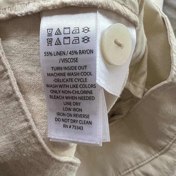 Christian Siriano Wide Leg Pants Women's 8 Linen Blend Beige Colored Pleated - Picture 5 of 8